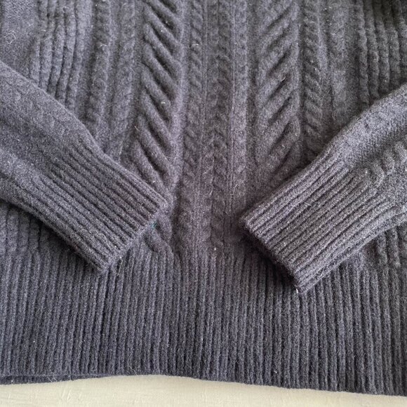 J. Crew Girl's 100% Wool Cable Knit Crew Neck Sweater, Navy Blue - Picture 5 of 10